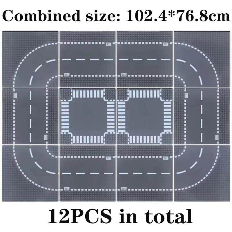 Classic Building Blocks Base Plate City Street View Traffic Road - ToylandEU