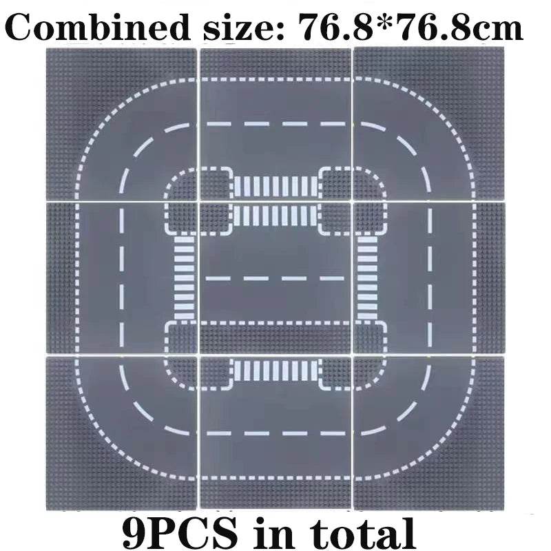 Classic Building Blocks Base Plate City Street View Traffic Road - ToylandEU