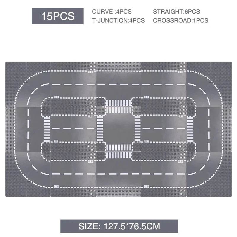 Classic Building Blocks Base Plate City Street View Traffic Road - ToylandEU