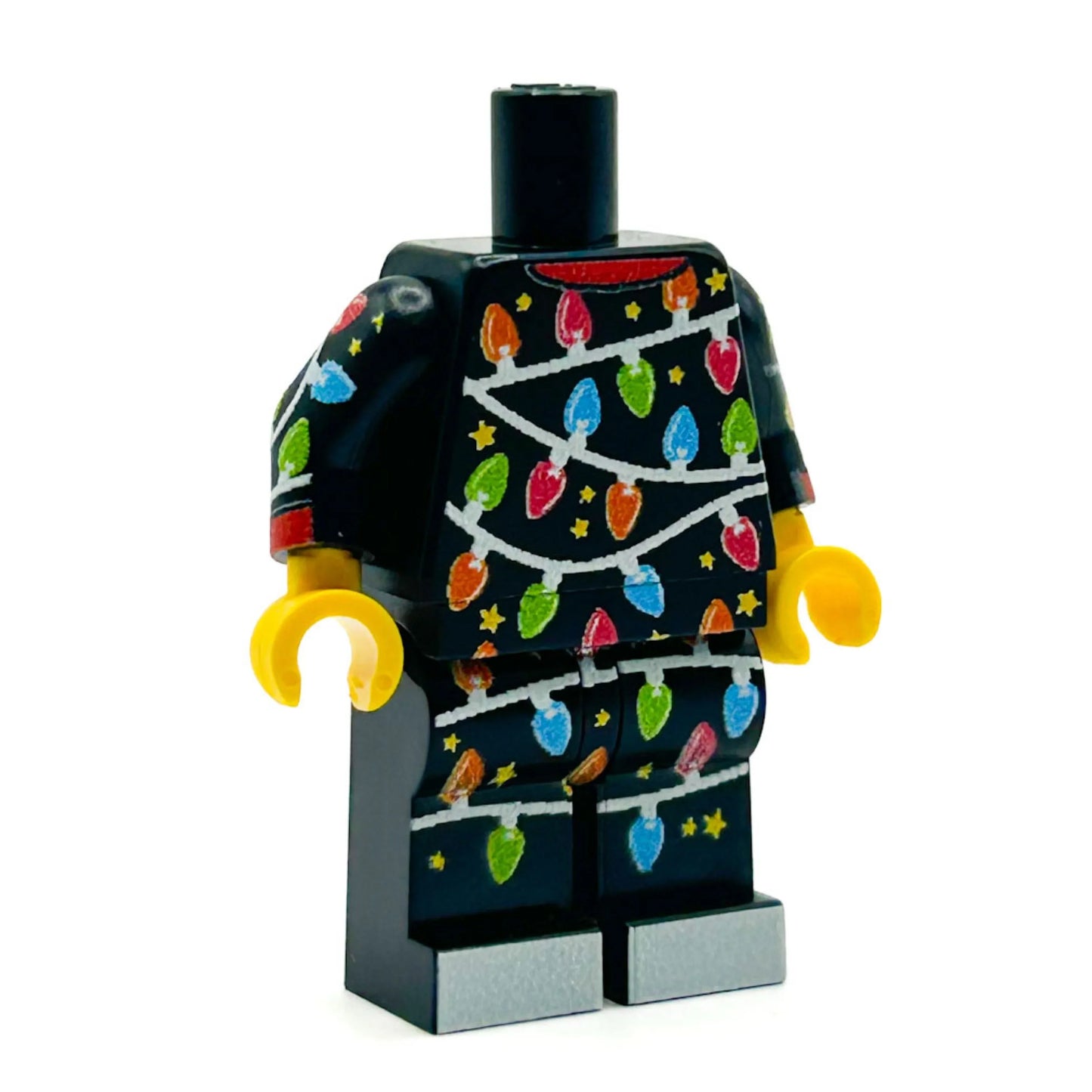 Classic Christmas Lights PJs on Black Minifig Body - B3 Customs - ToylandEU