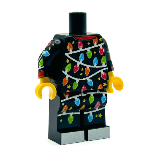 Classic Christmas Lights PJs on Black Minifig Body - B3 Customs - ToylandEU