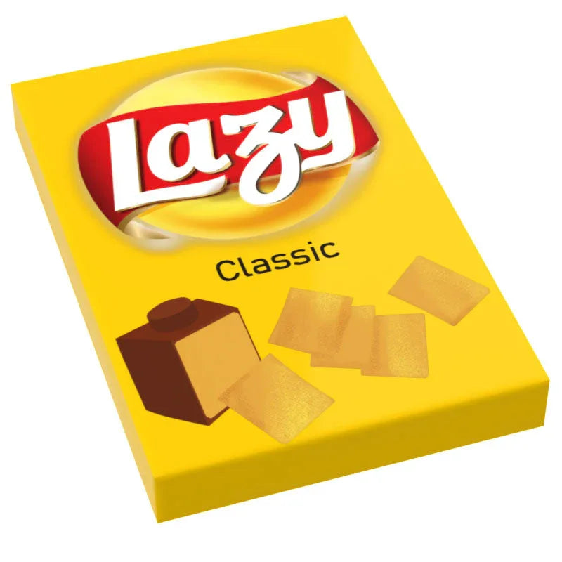 Classic Lazy Chips Bag Tiles Minifig Snack (2x3 Tile) made using LEGO parts - B3 Customs - ToylandEU