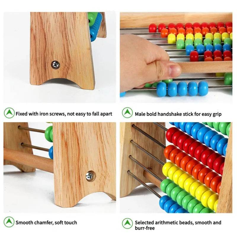 Classic Wooden Educational Counting Toy 100 Beads Preschool Math Learning Toys Montessori Number Arithmetic Abacus Toddler Gift - ToylandEU