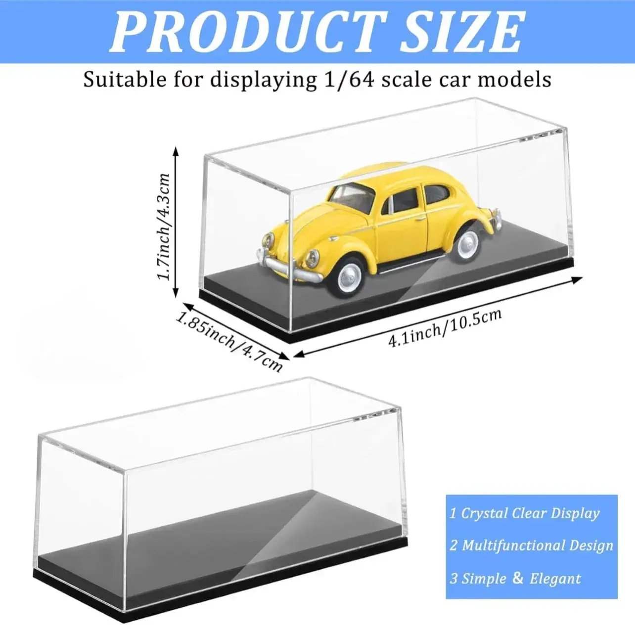 Clear Diecast Model Car Case Display Dustproof 1/64 Scale Collectibles - ToylandEU