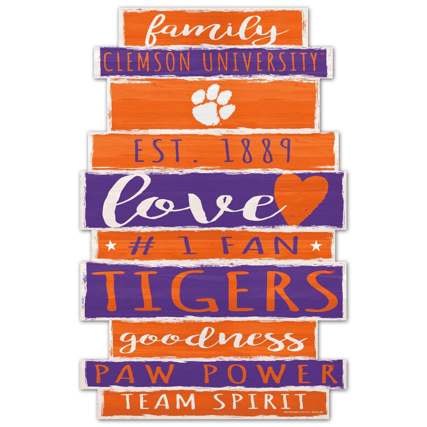 Clemson Tigers 11x17 Wood Family Word Sign Established Date - ToylandEU
