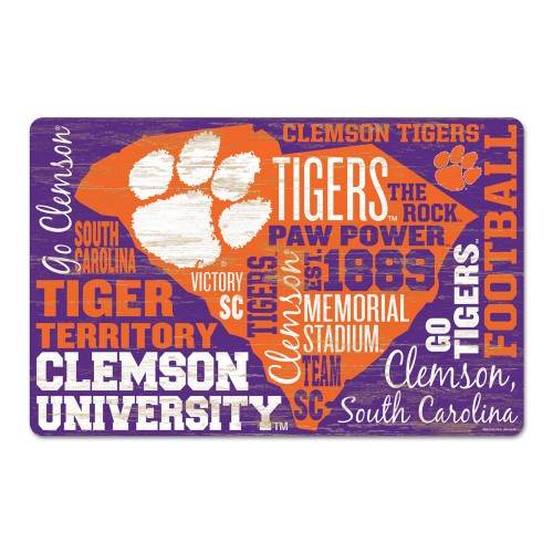 Clemson Tigers 11x17 Wood Sign Wordage Design Wincraft - ToylandEU