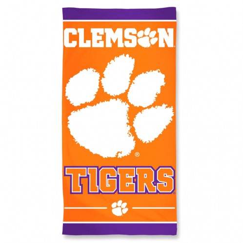 Clemson Tigers Beach Towel 30x60 Velour Front Cotton - ToylandEU