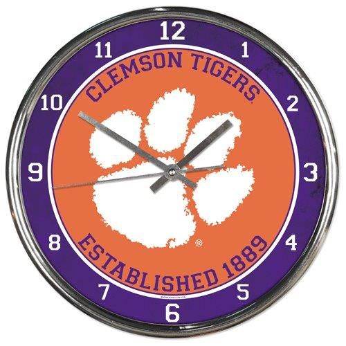 Clemson Tigers Chrome Round Wall Clock Studio Style - ToylandEU
