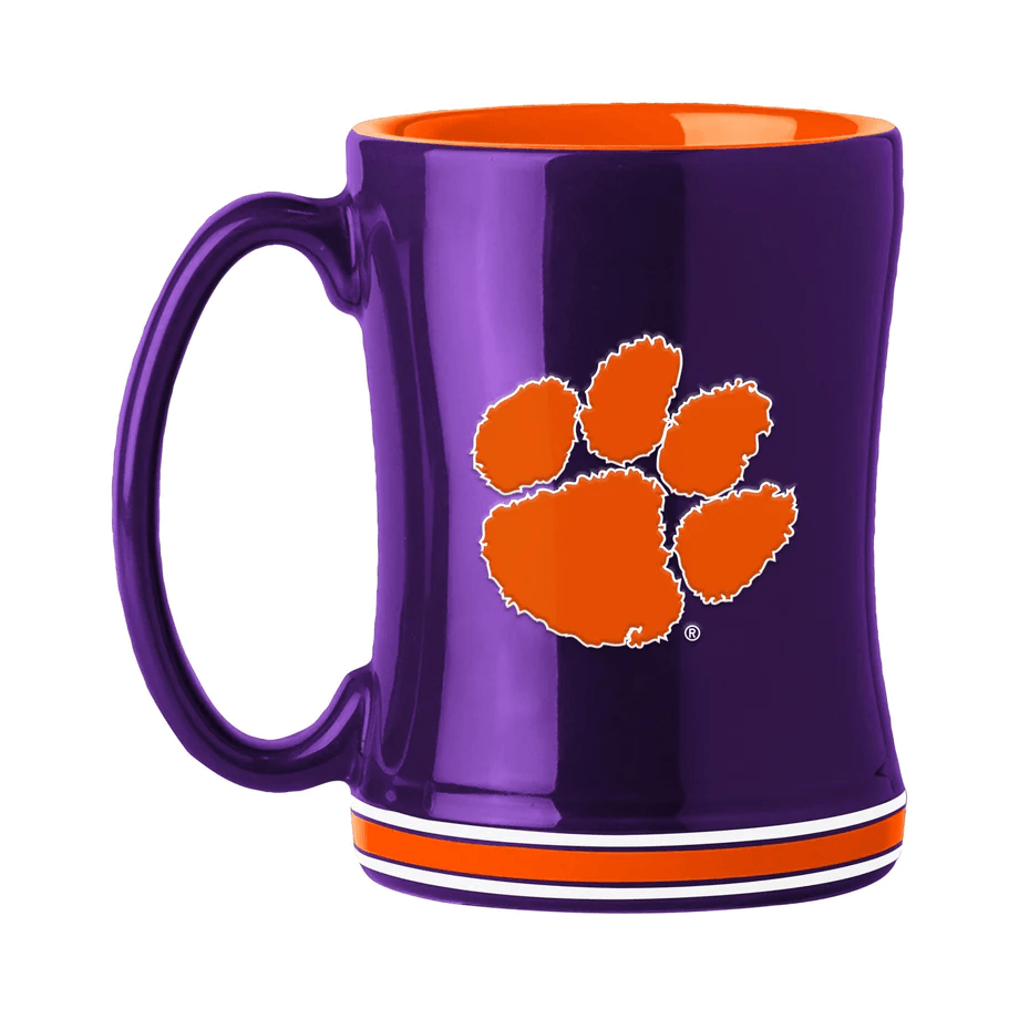 Clemson Tigers Coffee Mug 14oz Sculpted Relief Team Color - ToylandEU