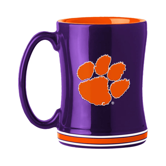 Clemson Tigers Coffee Mug 14oz Sculpted Relief Team Color - ToylandEU