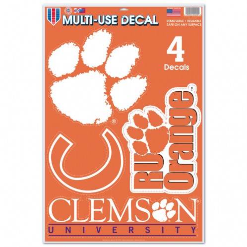 Clemson Tigers Decal Set 11x17 Multiuse Cut To Logo 4 Piece - ToylandEU