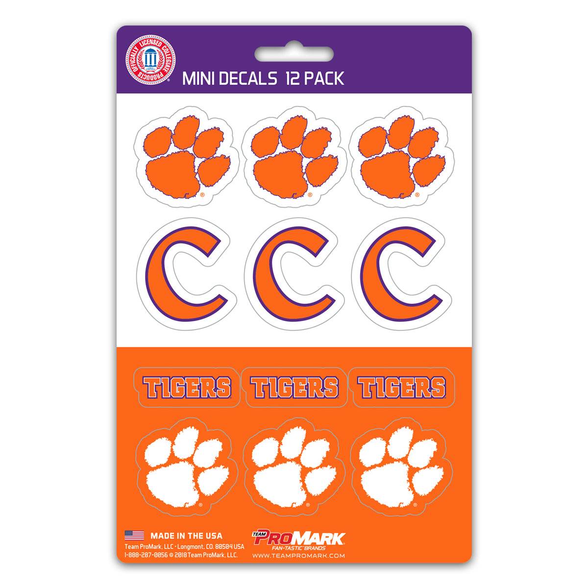 Clemson Tigers Die Cut Mini Decal Set 12 Pack Premium Vinyl - ToylandEU