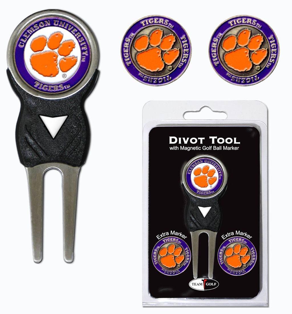 Clemson Tigers Golf Divot Tool With 3 Markers Nickel Finish - ToylandEU