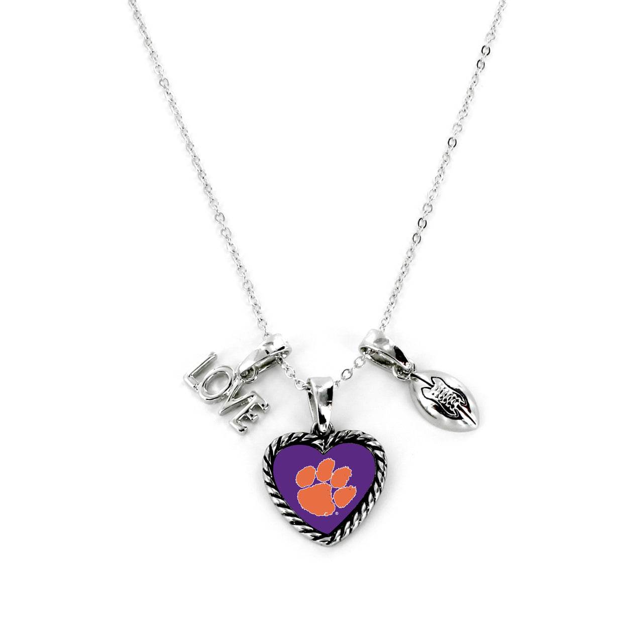 Clemson Tigers Necklace Charmed Football Pendant Aminco - ToylandEU