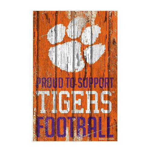 Clemson Tigers Sign 11x17 Wood Proud To Support Design - ToylandEU