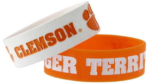 Clemson Tigers Silicone Wristbands Two Pack Wide Bracelets - ToylandEU