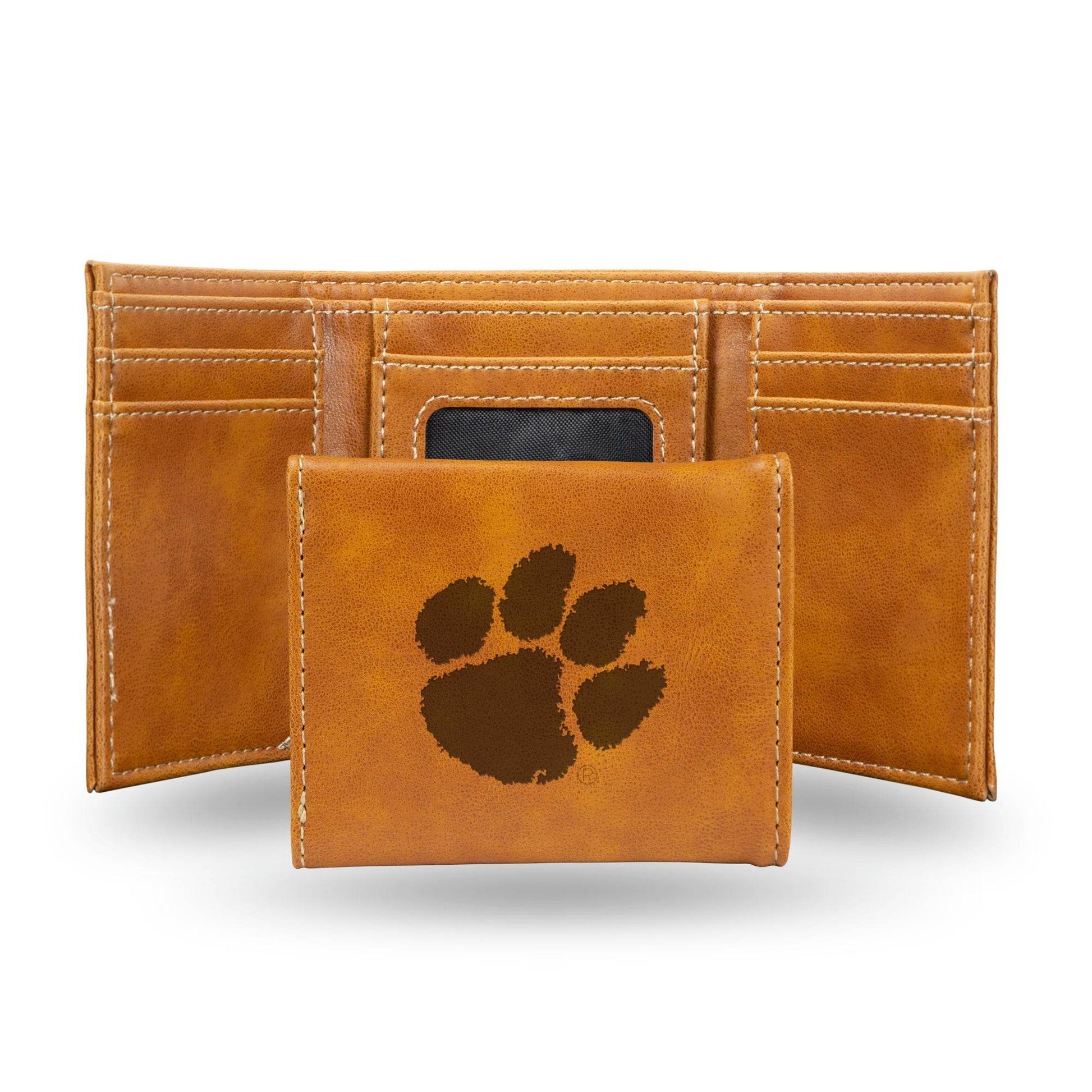 Clemson Tigers Trifold Wallet Laser Engraved Leather - ToylandEU