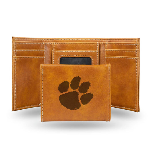Clemson Tigers Trifold Wallet Laser Engraved Leather - ToylandEU