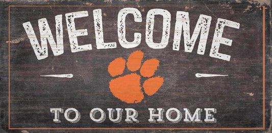 Clemson Tigers Wood Sign 6x12 Welcome Home Rope Hanger - ToylandEU