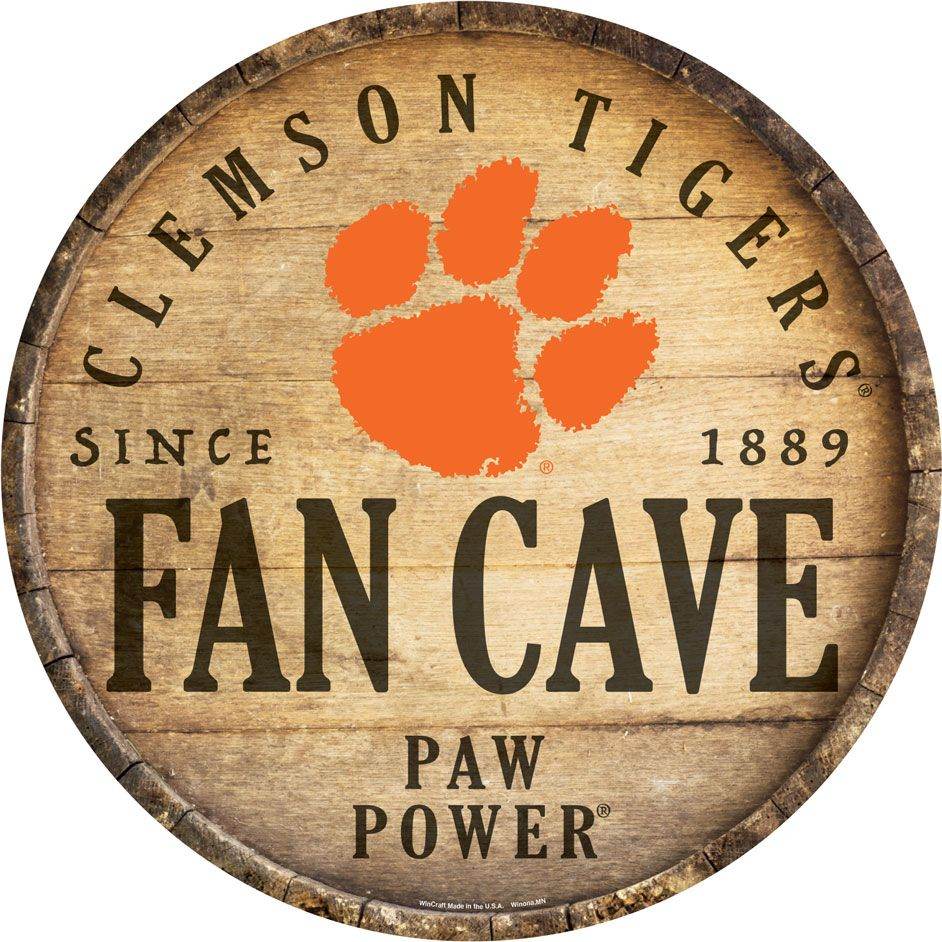 Clemson Tigers Wood Sign Round Barrel Top 14 Inch Decor - ToylandEU