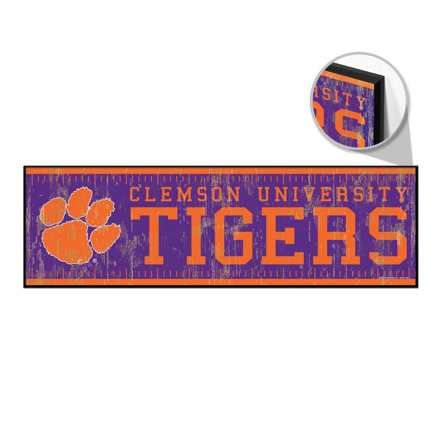 Clemson Tigers Wood Yard Sign 9x30 Outdoor Marker Decor - ToylandEU