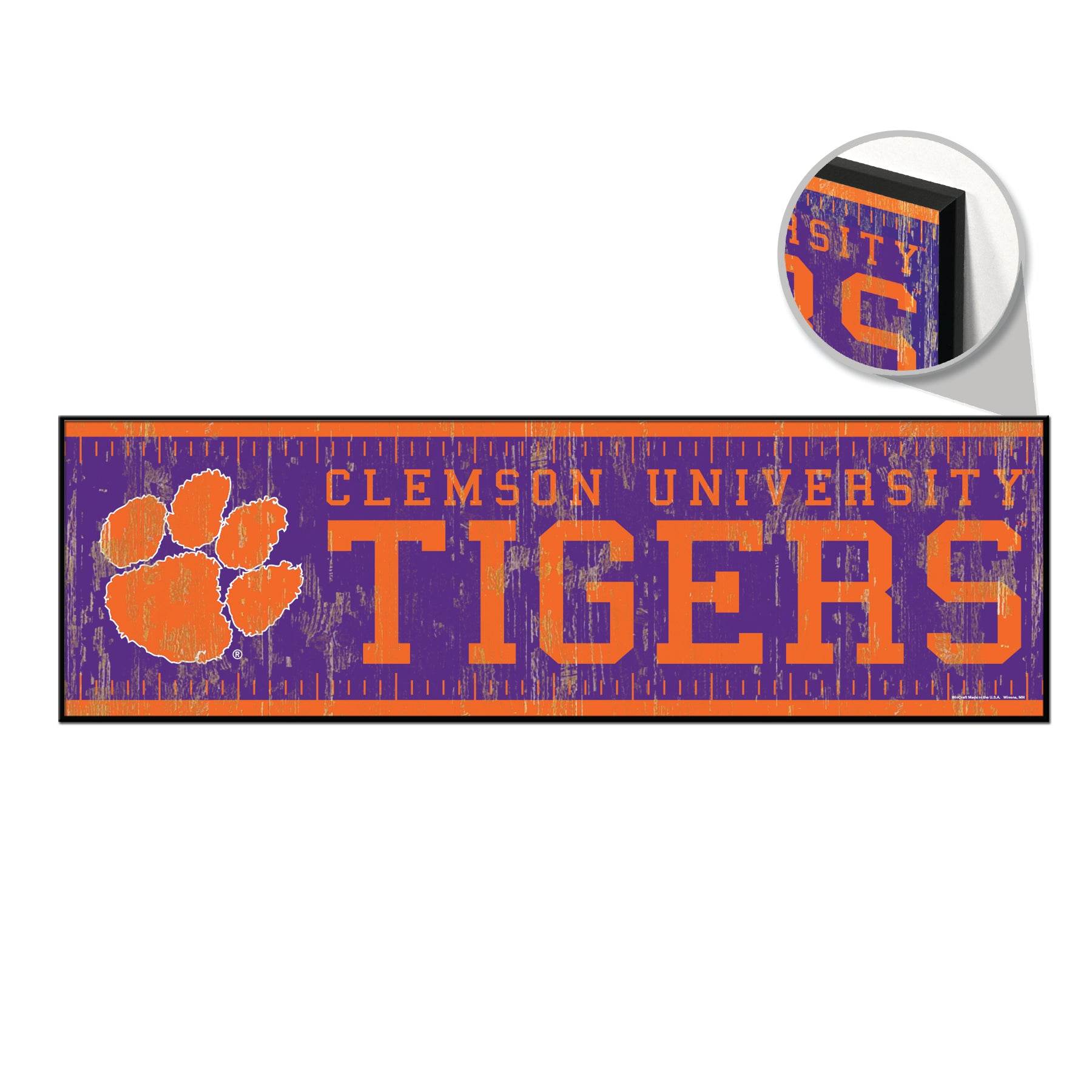 Clemson Tigers Wood Yard Sign 9x30 Outdoor Marker Decor - ToylandEU