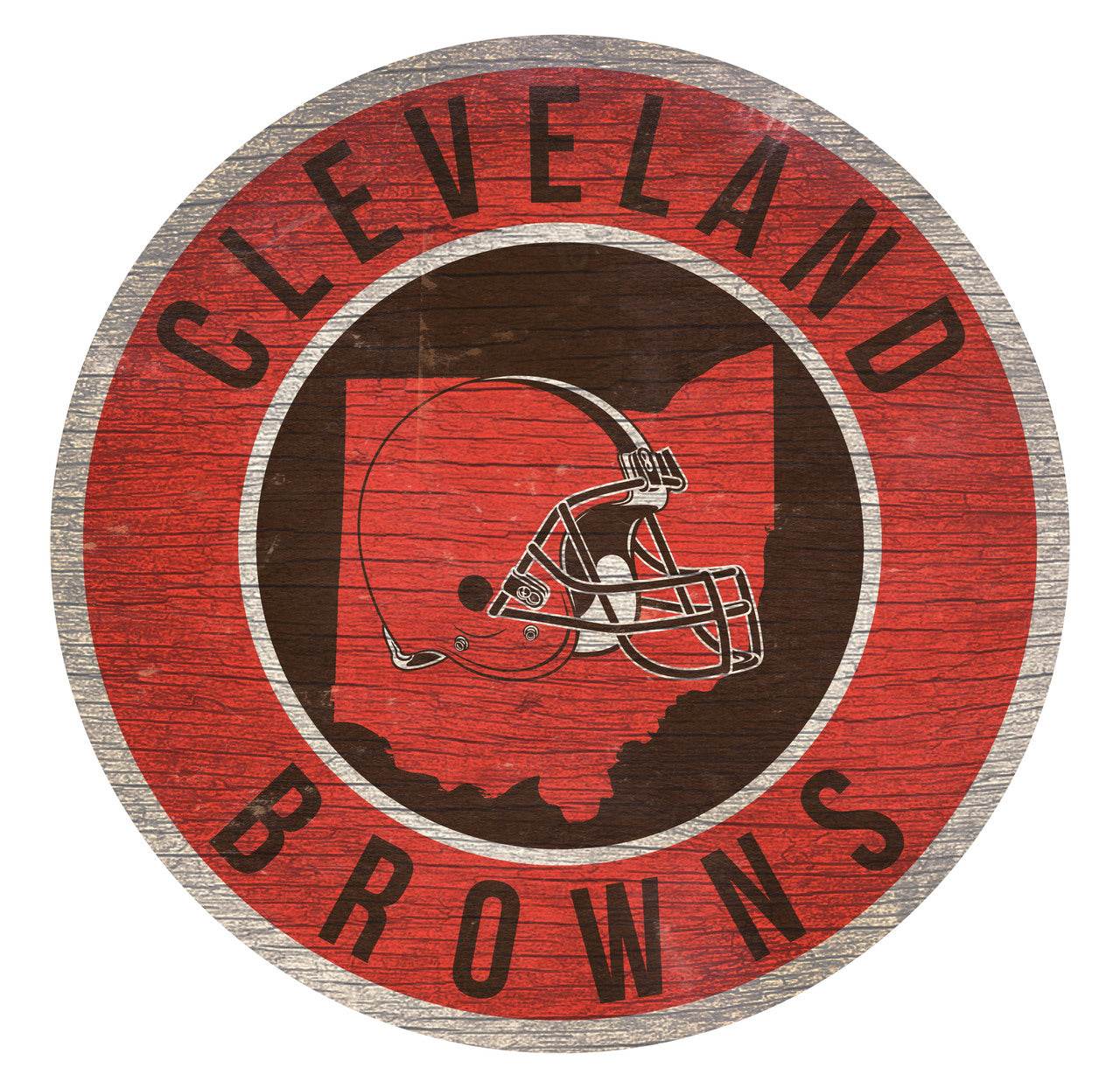 Cleveland Browns 12 Inch Round Wood Sign State Design - ToylandEU