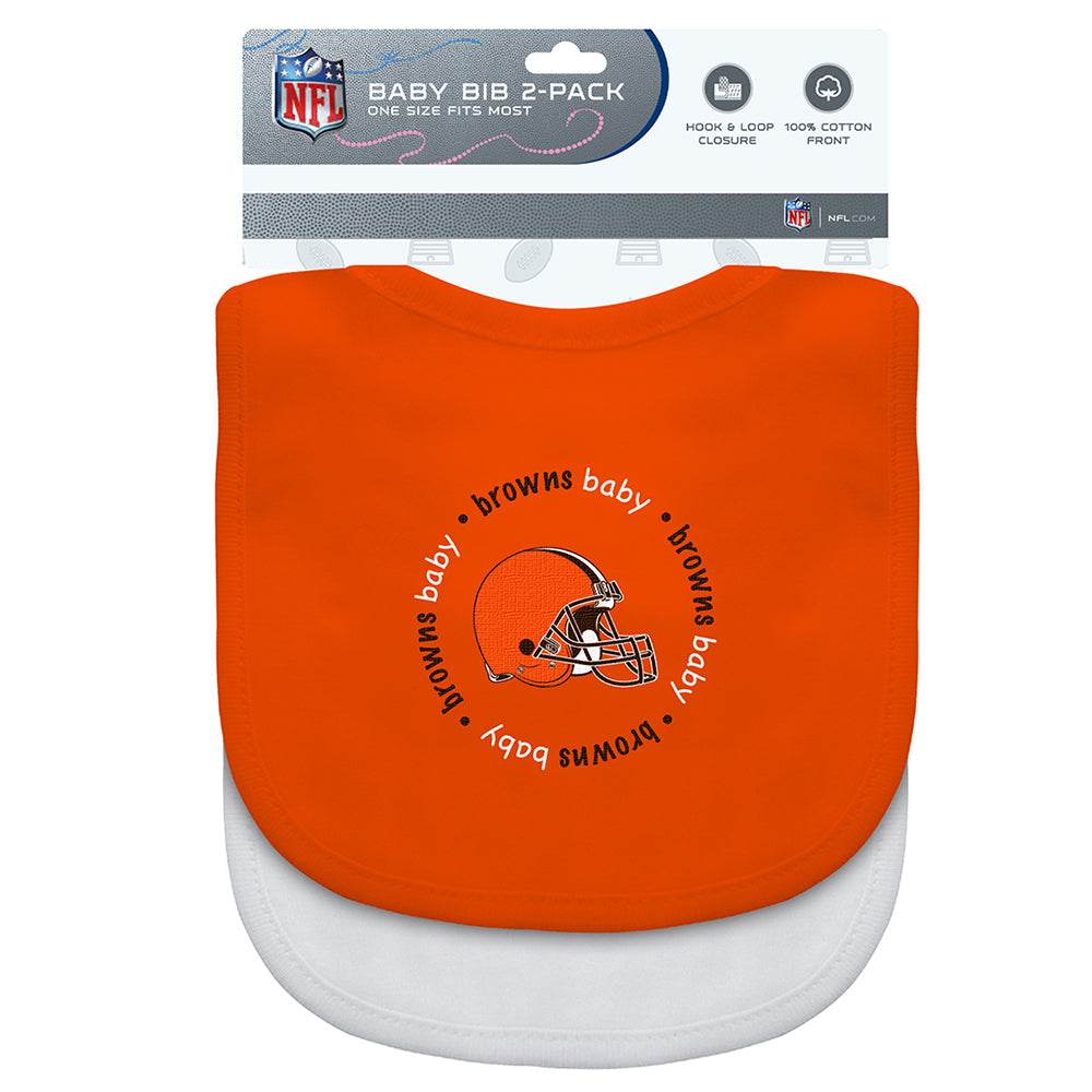 Cleveland Browns Baby Bibs 2 Pack Unisex Cotton Embroidered - ToylandEU