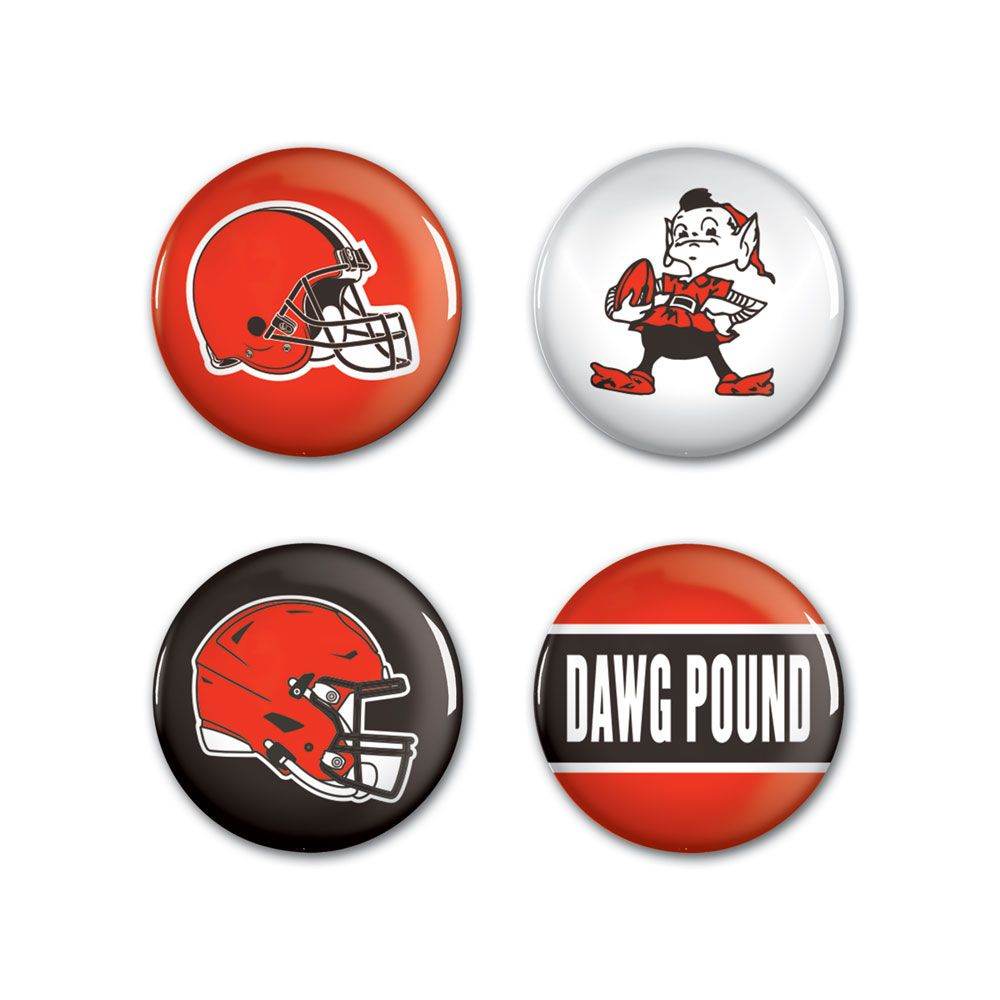 Cleveland Browns Button Set 4 Pack With Logos And Helmet - ToylandEU