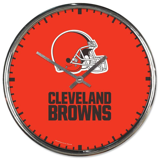 Cleveland Browns Clock Round Wall Style Chrome - ToylandEU