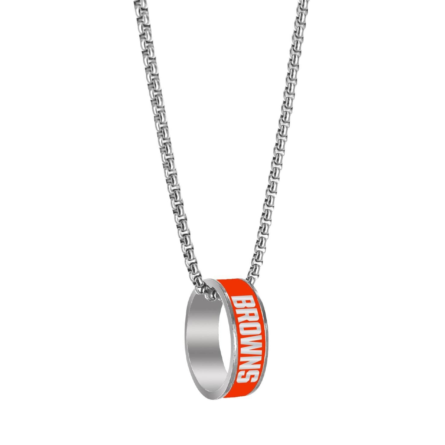 Cleveland Browns Necklace Fashion Ring Pendant Silver - ToylandEU