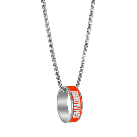 Cleveland Browns Necklace Fashion Ring Pendant Silver - ToylandEU