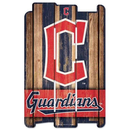 Cleveland Guardians Wood Fence Sign 11x17 Retro Whitewash - ToylandEU