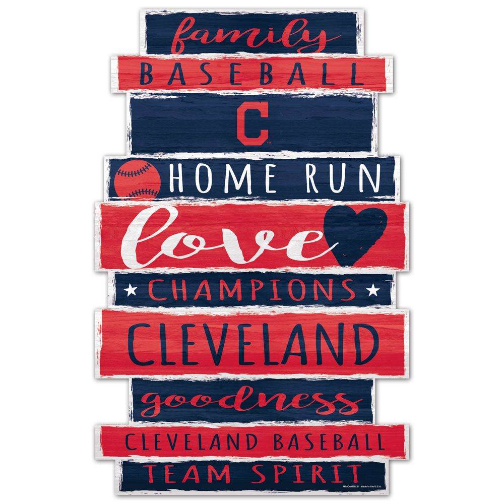 Cleveland Indians 11x17 Wood Family Word Design Sign Colors - ToylandEU