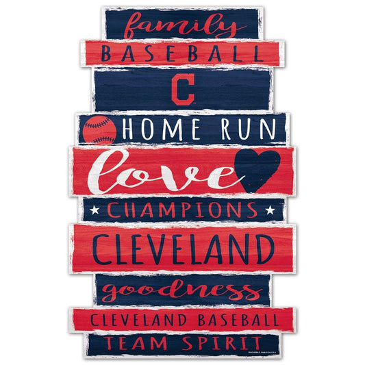 Cleveland Indians 11x17 Wood Family Word Design Sign Colors - ToylandEU