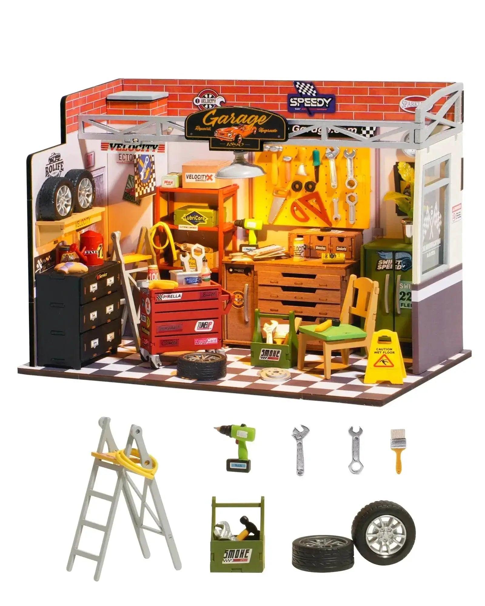  Clever Dollhouse Kit Garage Workshop LED Toyland EU -  ToylandEU™