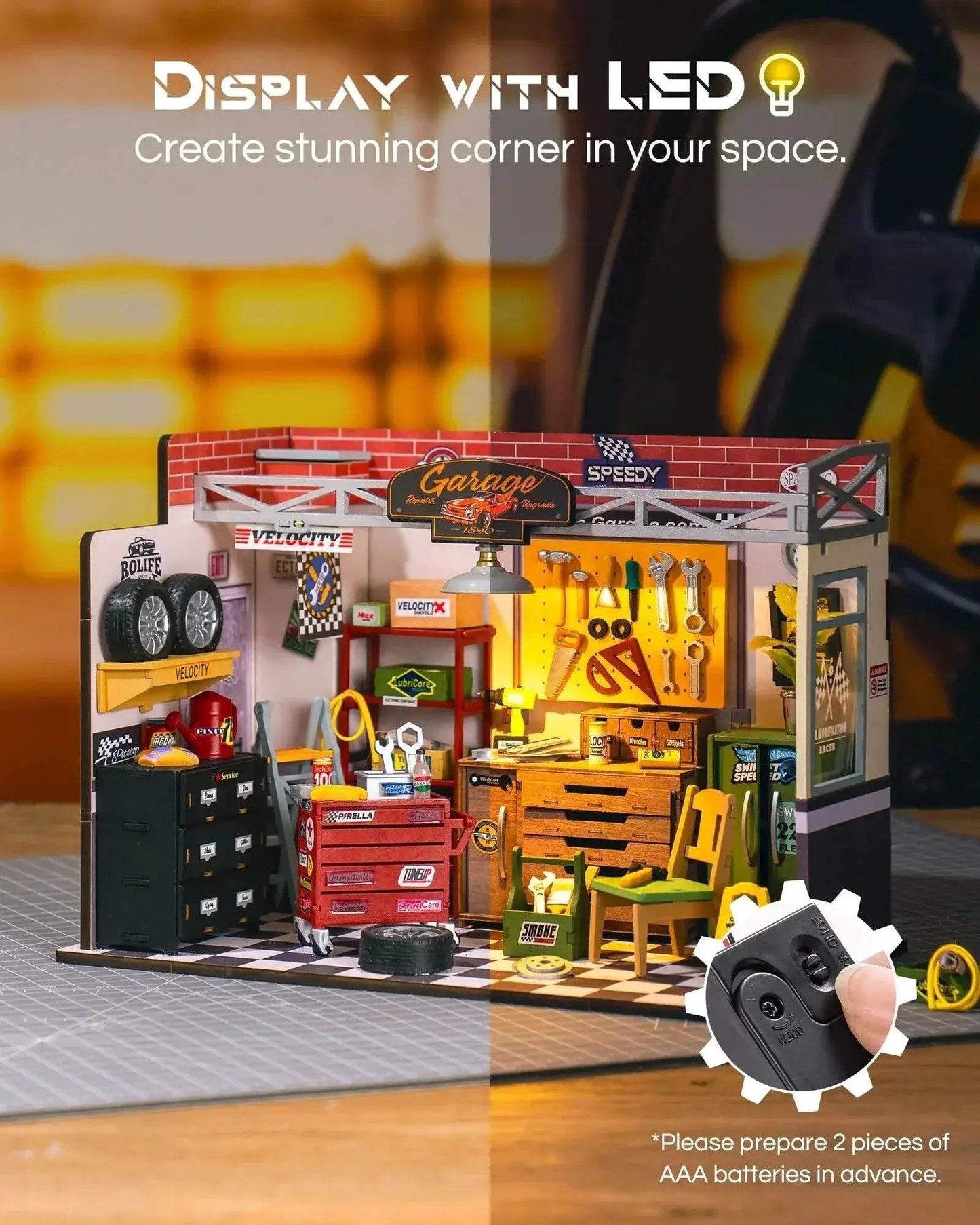  Clever Dollhouse Kit Garage Workshop LED Toyland EU -  ToylandEU™