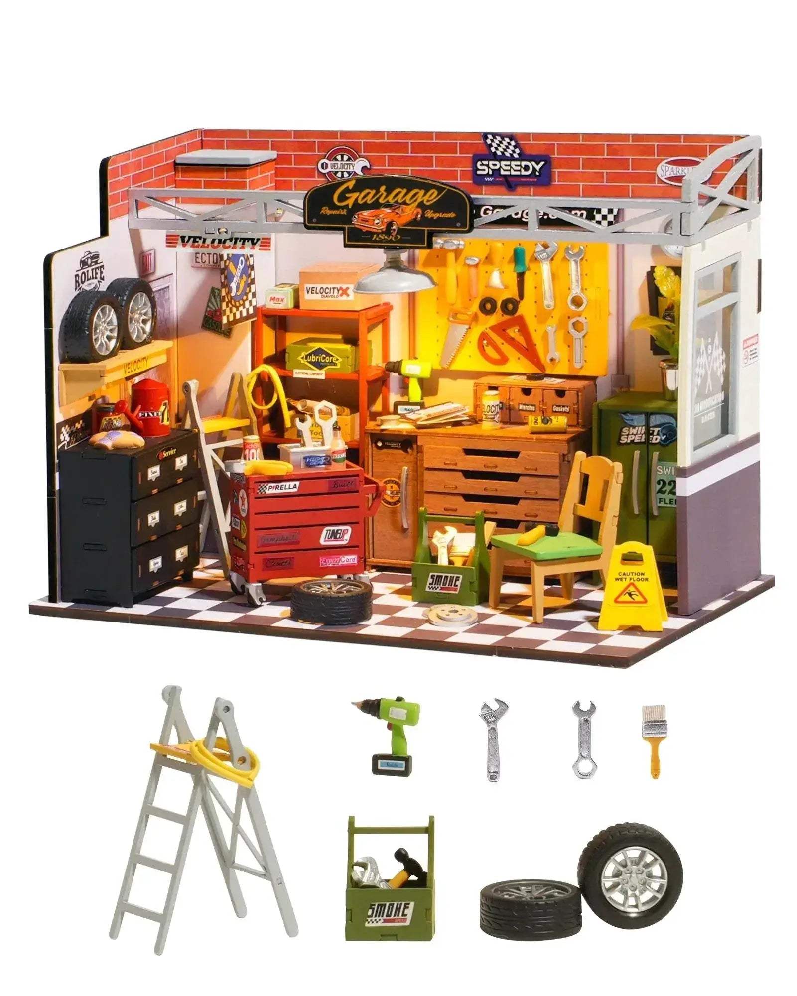  Clever Dollhouse Kit Garage Workshop LED Toyland EU -  ToylandEU™