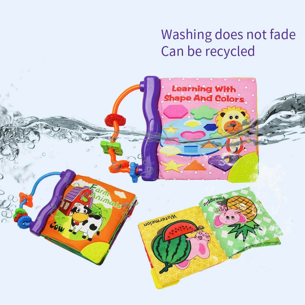 Baby Cloth Book with Dental Glue Ring Animal Fruit Letter Shape Cognitive Montessori Educational Toys 0-36 Months - ToylandEU