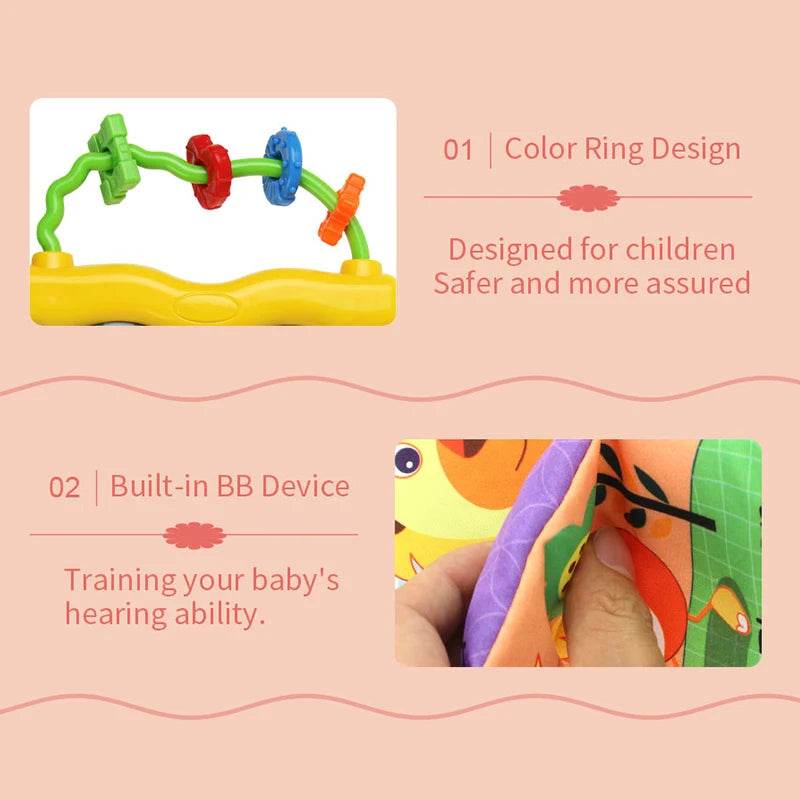 Baby Cloth Book with Dental Glue Ring Animal Fruit Letter Shape Cognitive Montessori Educational Toys 0-36 Months - ToylandEU