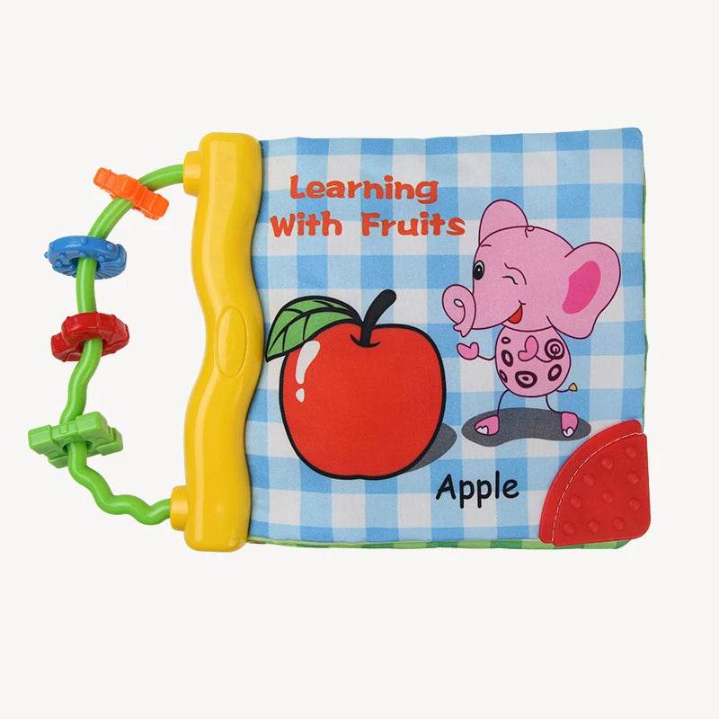 Baby Cloth Book with Dental Glue Ring Animal Fruit Letter Shape Cognitive Montessori Educational Toys 0-36 Months - ToylandEU