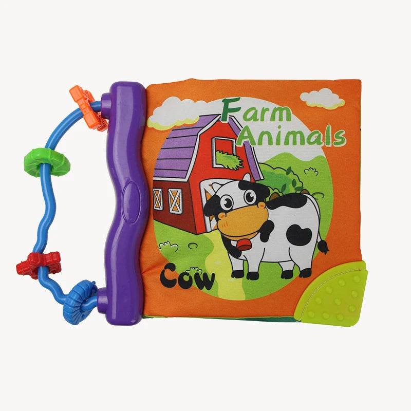 Baby Cloth Book with Dental Glue Ring Animal Fruit Letter Shape Cognitive Montessori Educational Toys 0-36 Months - ToylandEU