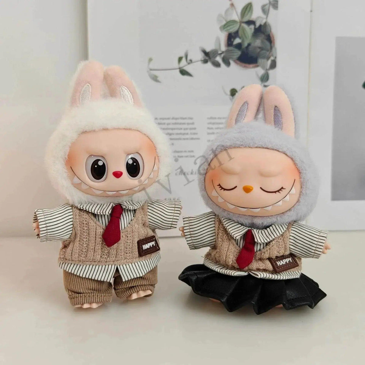  Dolls Clothes Outfit Accessories for 15-17cm Labubu College Style Shirt Leather Skirt and Camera Shoes Clothing -  ToylandEU™
