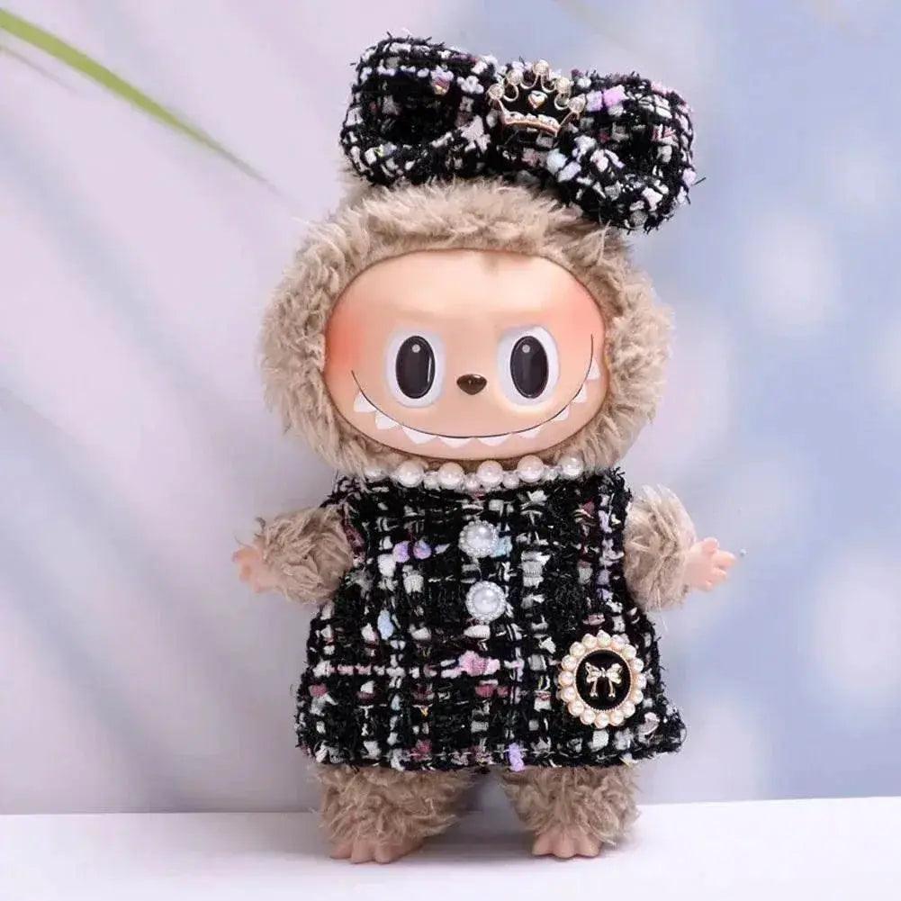  Labubu Doll Clothes 17 Cm Sitting Party Outfit Black Edge Rabbit Ear Strap Skirt Cute Accessories -  ToylandEU™