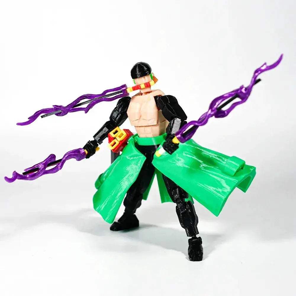 CloudAnimeStudio Roronoa Zoro 3D Printed Anime Figurine, One Piece Action Figures Multi-Jointed Toys - ToylandEU