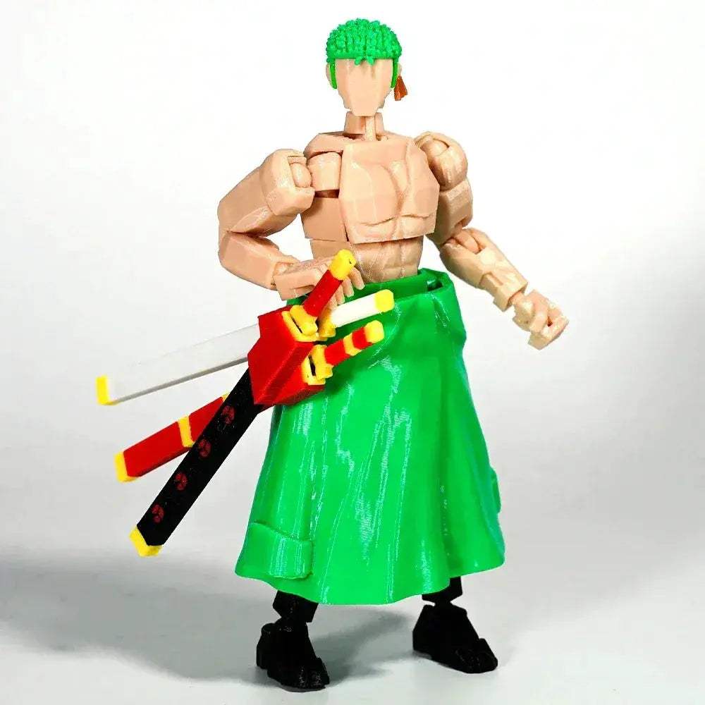 CloudAnimeStudio Roronoa Zoro 3D Printed Anime Figurine, One Piece Action Figures Multi-Jointed Toys - ToylandEU