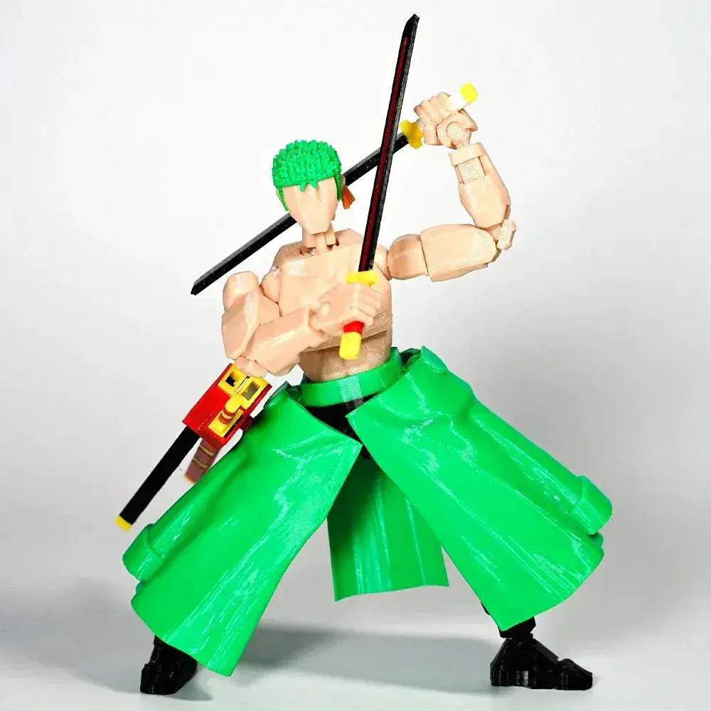 CloudAnimeStudio Roronoa Zoro 3D Printed Anime Figurine, One Piece Action Figures Multi-Jointed Toys - ToylandEU