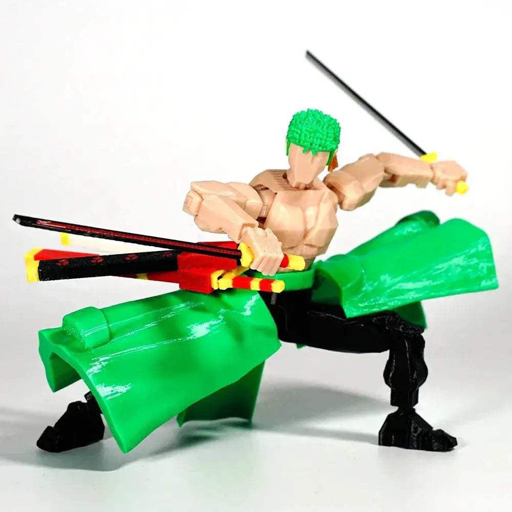 CloudAnimeStudio Roronoa Zoro 3D Printed Anime Figurine, One Piece Action Figures Multi-Jointed Toys - ToylandEU