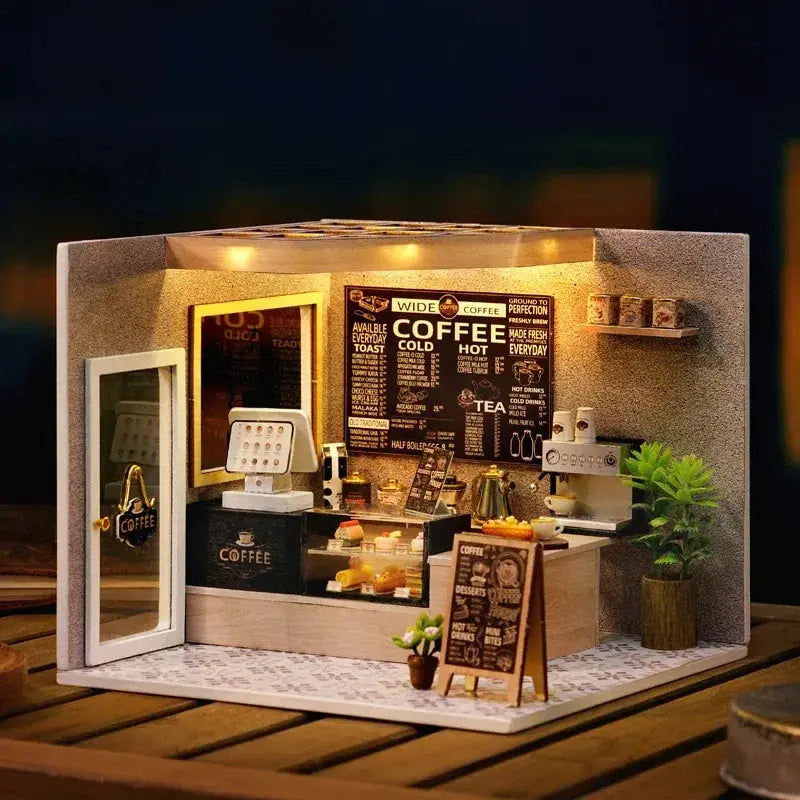Coffee Shop Dollhouse Diy Kit With Attachable Furniture - ToylandEU