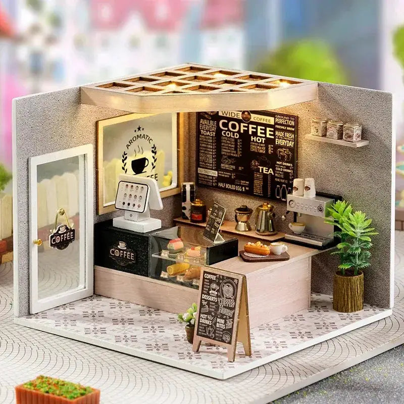 Coffee Shop Dollhouse Diy Kit With Attachable Furniture - ToylandEU